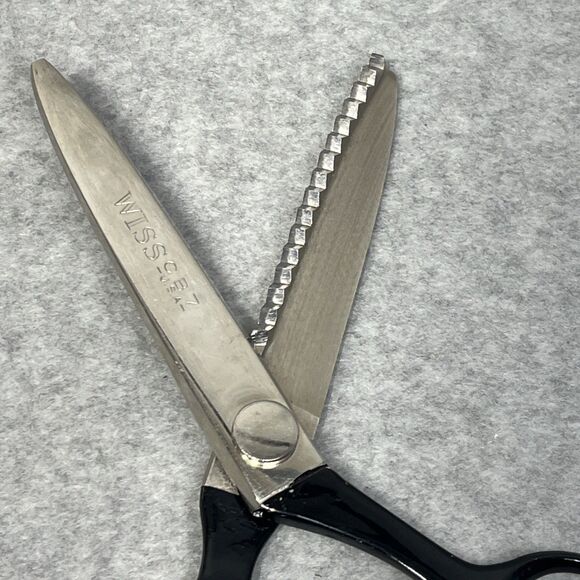 Vintage Wiss Pinking Shears Sewing Scissors CB-7‎ Steel Ball Bearing Right Hand - Picture 5 of 11